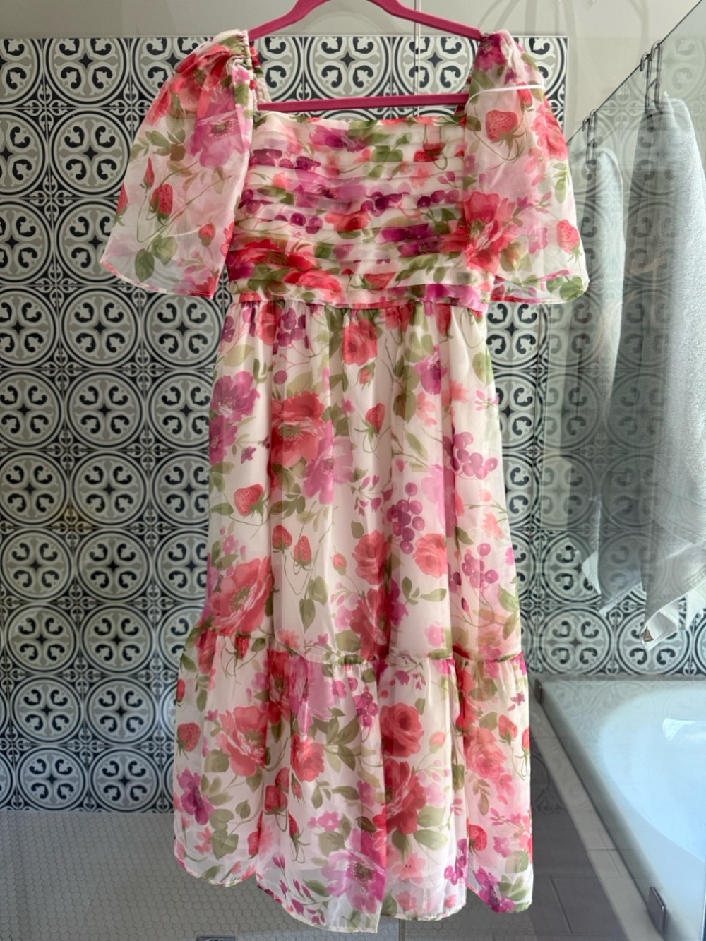 Abercrombie & Fitch Pink Floral Midi Dress
